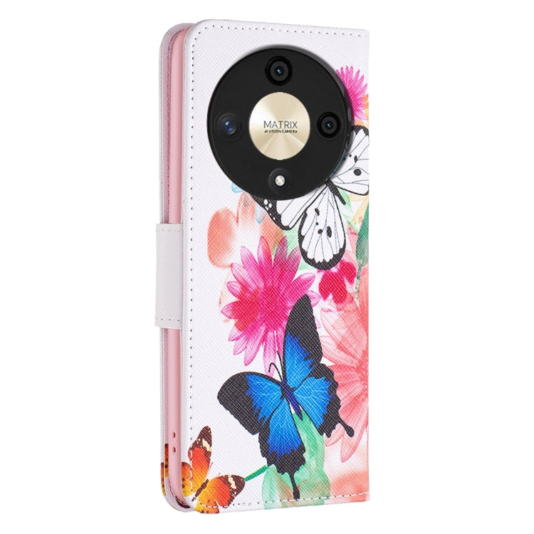 For Honor X9b/Magic6 Lite 5G Colored Drawing Pattern Leather Phone Case(Butterflies)
