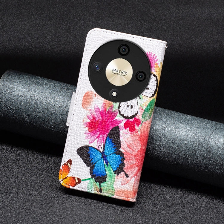 For Honor X9b/Magic6 Lite 5G Colored Drawing Pattern Leather Phone Case(Butterflies)