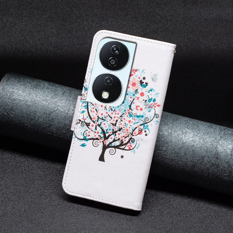 For Honor X7b Colored Drawing Pattern Leather Phone Case(Tree)