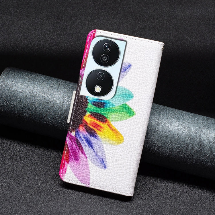 For Honor X7b Colored Drawing Pattern Leather Phone Case(Sun Flower)