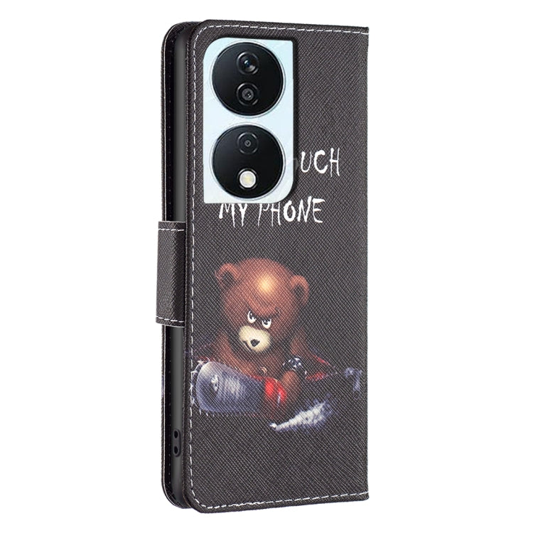 For Honor X7b Colored Drawing Pattern Leather Phone Case(Bear)
