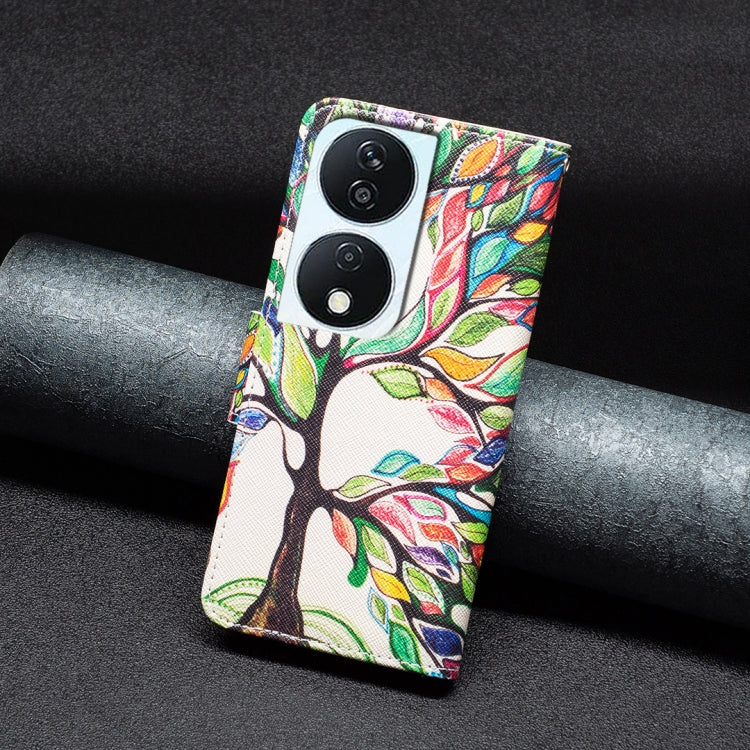 For Honor X7b Colored Drawing Pattern Leather Phone Case(Tree Life)