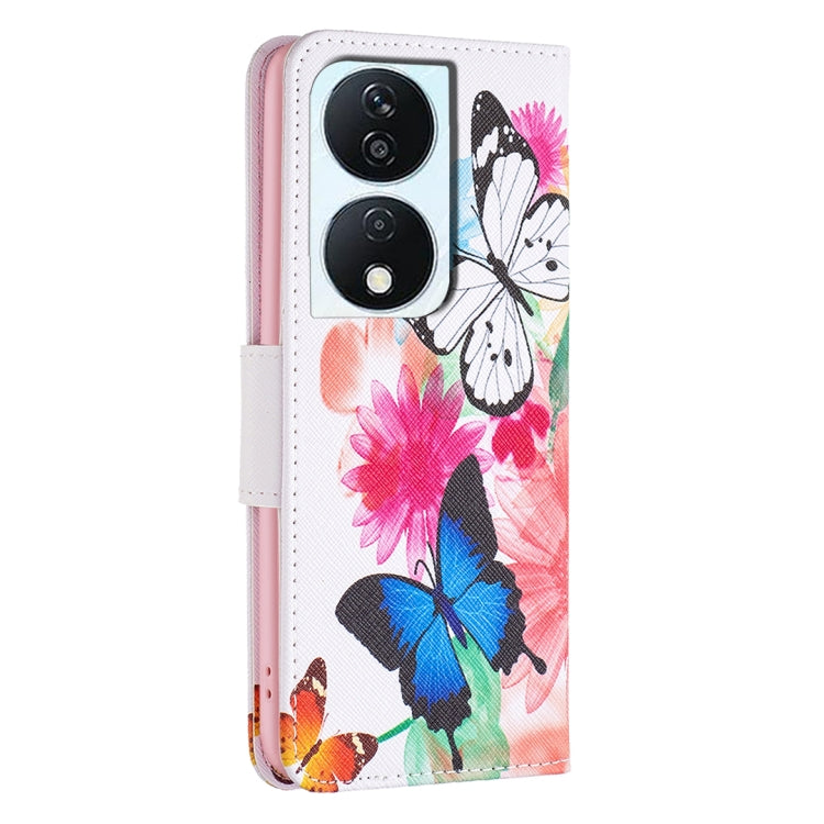 For Honor X7b Colored Drawing Pattern Leather Phone Case(Butterflies)
