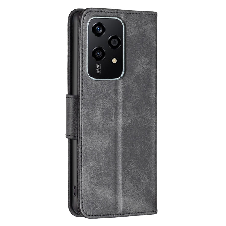 For Honor 200 Lite EU Version Lambskin Texture Pure Color Flip Leather Phone Case(Black)
