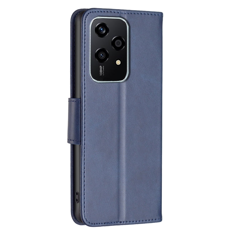For Honor 200 Lite EU Version Lambskin Texture Pure Color Flip Leather Phone Case(Blue)