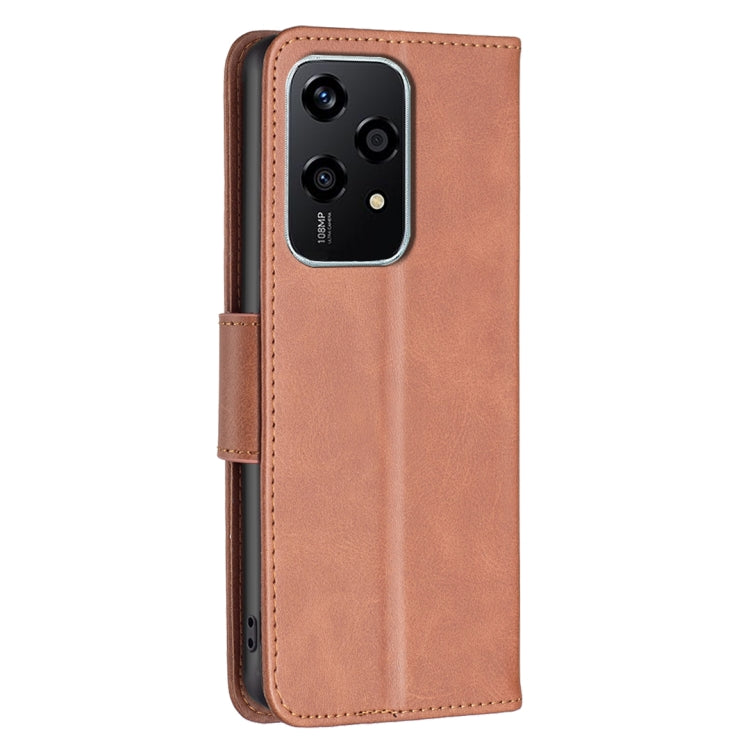 For Honor 200 Lite EU Version Lambskin Texture Pure Color Flip Leather Phone Case(Brown)