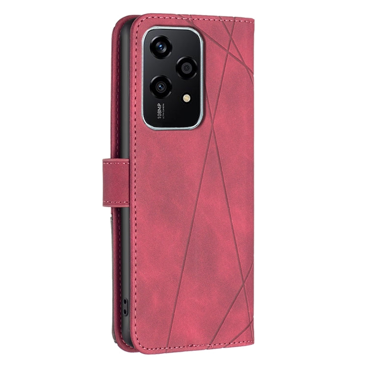 For Honor 200 Lite EU Version Magnetic Buckle Rhombus Texture Leather Phone Case(Red)
