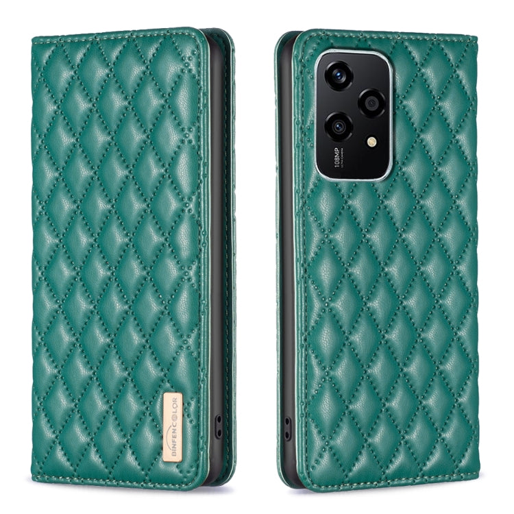 For Honor 200 Lite EU Version Diamond Lattice Magnetic Leather Flip Phone Case(Green)