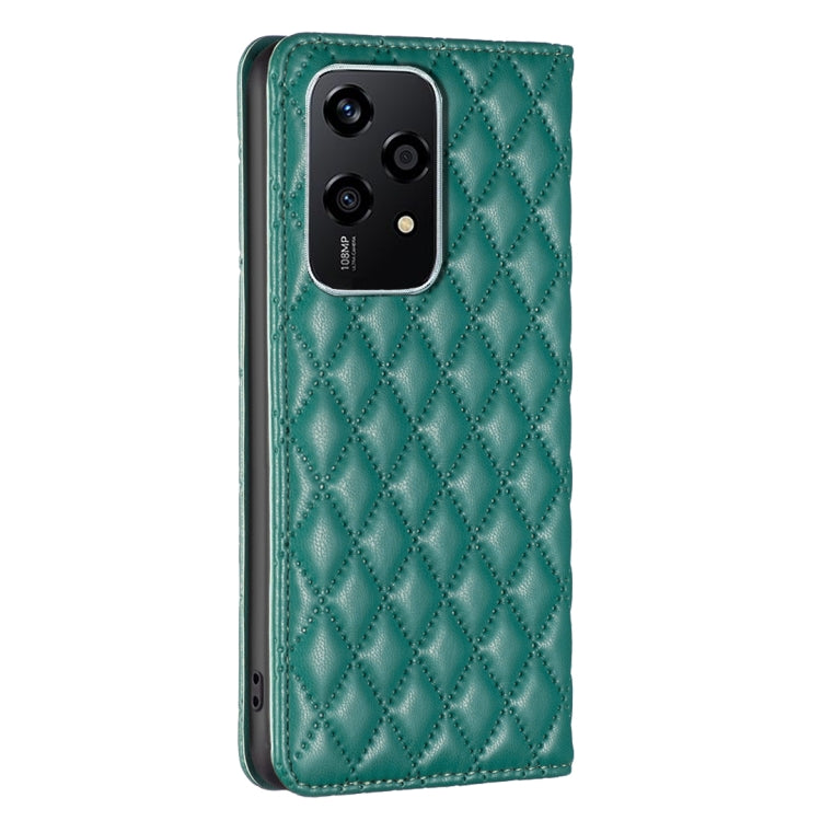 For Honor 200 Lite EU Version Diamond Lattice Magnetic Leather Flip Phone Case(Green)