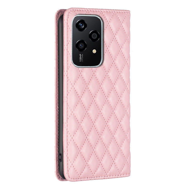 For Honor 200 Lite EU Version Diamond Lattice Magnetic Leather Flip Phone Case(Pink)