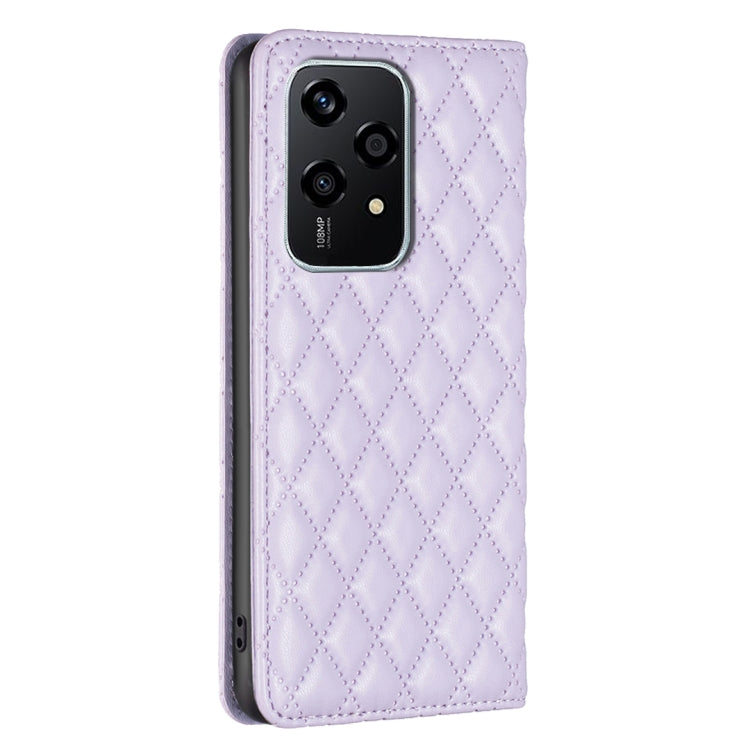 For Honor 200 Lite EU Version Diamond Lattice Magnetic Leather Flip Phone Case(Purple)
