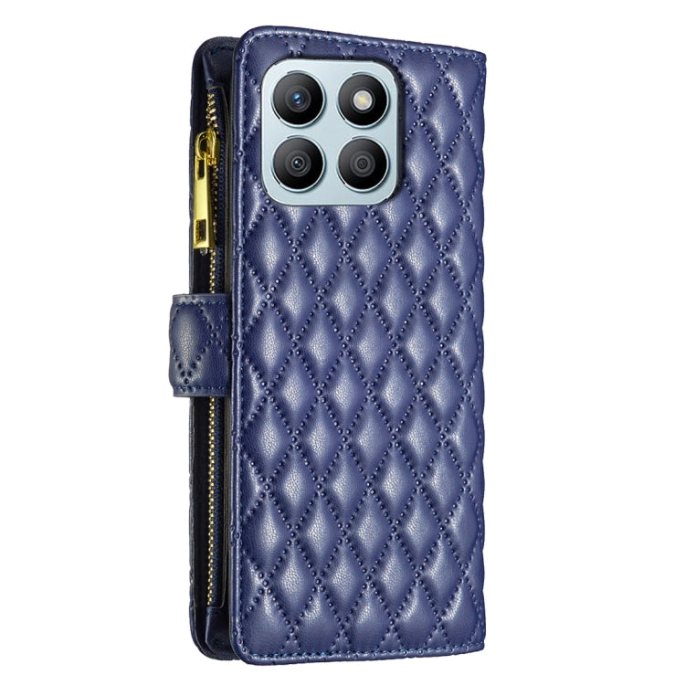 For Honor X8b Diamond Lattice Zipper Wallet Leather Flip Phone Case(Blue)