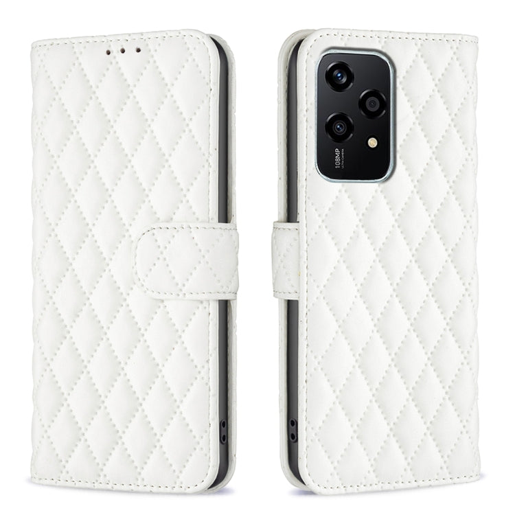 For Honor 200 Lite EU Version Diamond Lattice Wallet Flip Leather Phone Case(White)