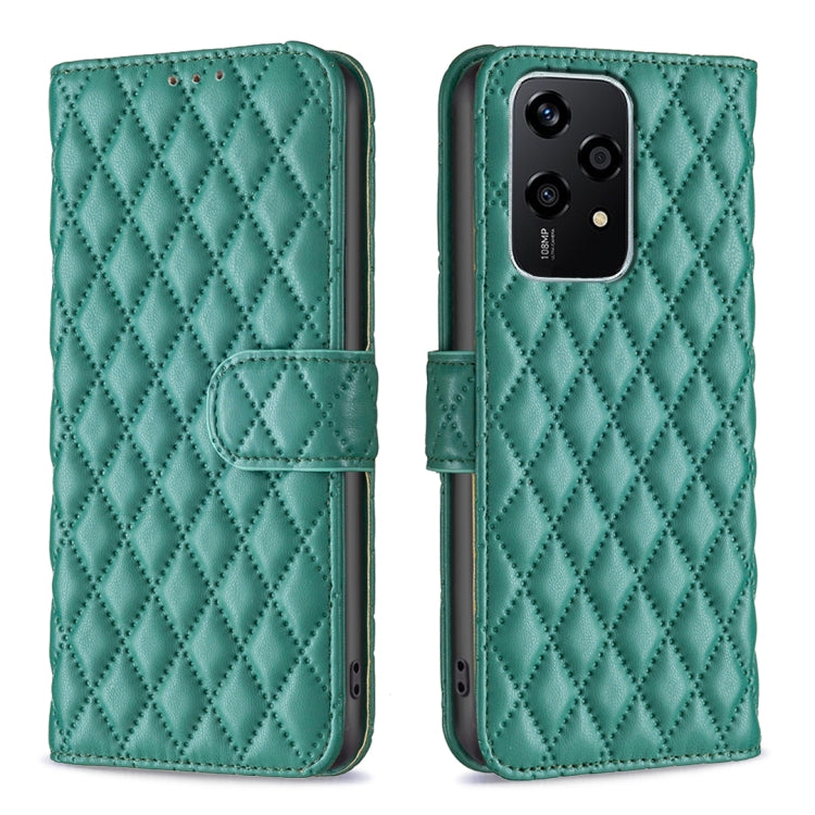 For Honor 200 Lite EU Version Diamond Lattice Wallet Flip Leather Phone Case(Green)
