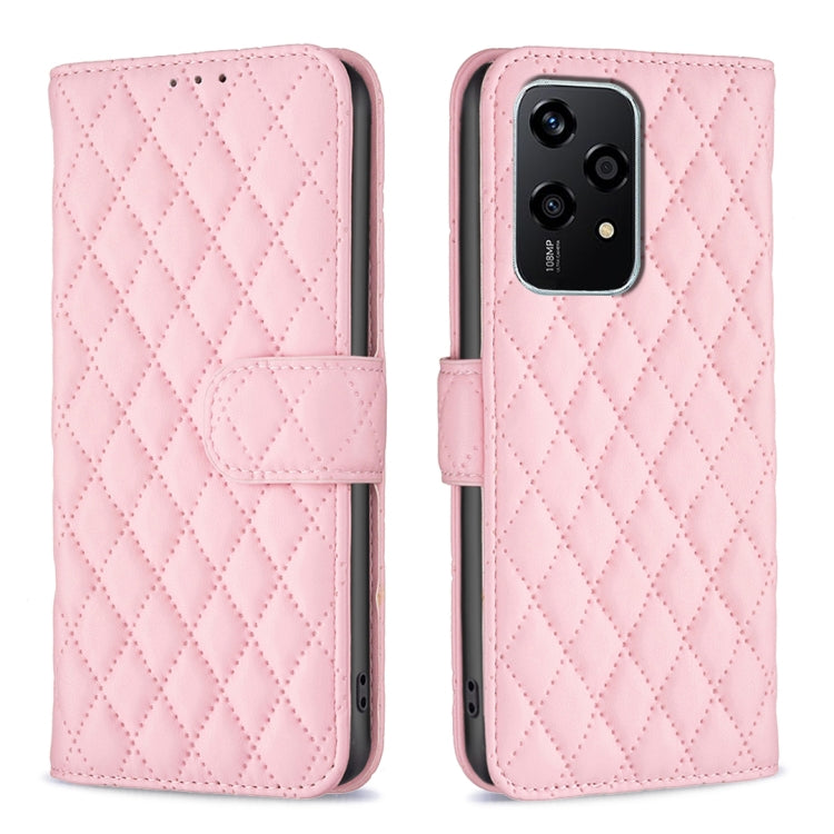 For Honor 200 Lite EU Version Diamond Lattice Wallet Flip Leather Phone Case(Pink)