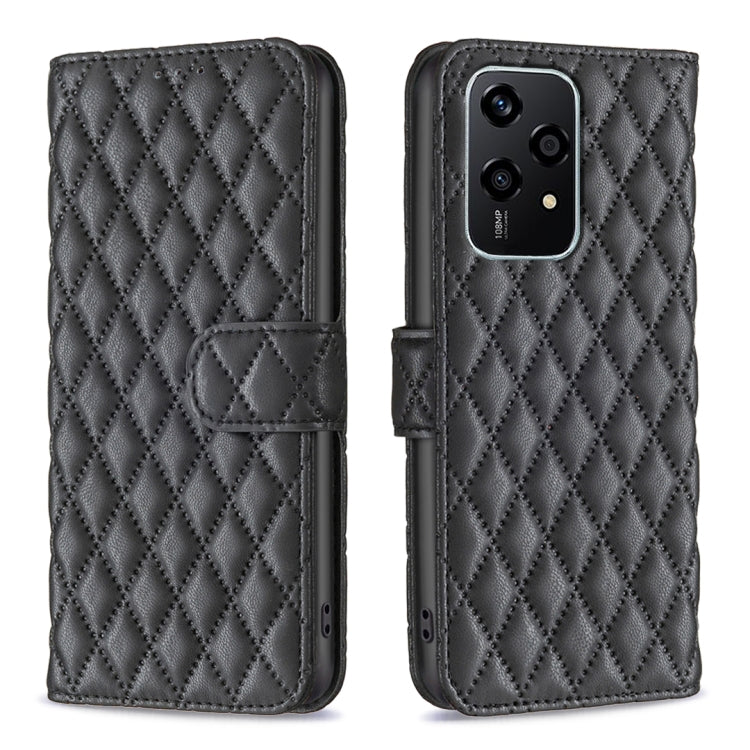 For Honor 200 Lite EU Version Diamond Lattice Wallet Flip Leather Phone Case(Black)