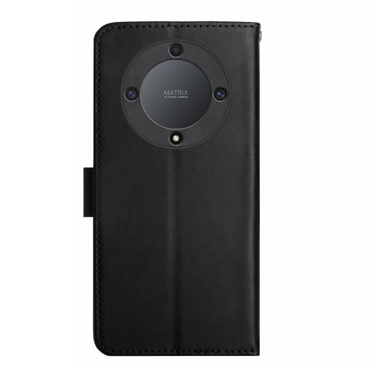 For Honor X9b HT02 Genuine Leather Fingerprint-proof Flip Phone Case(Black)