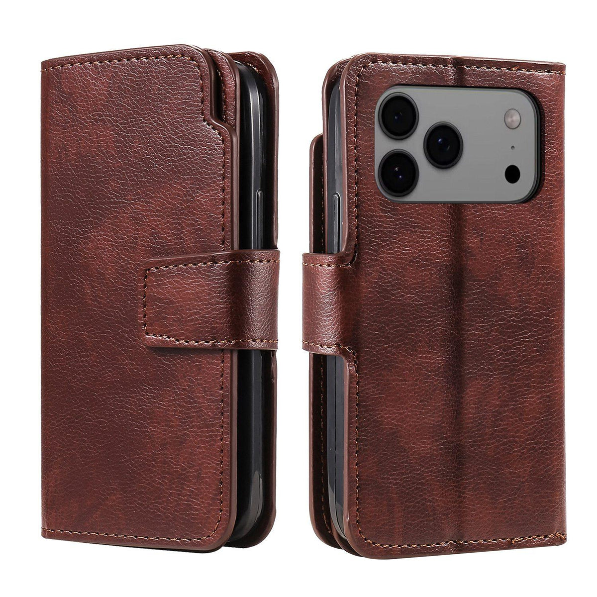 Compatible with iPhone 18 Pro Max Tri-Fold 9-Card Wallets Leather Phone Case - Brown
