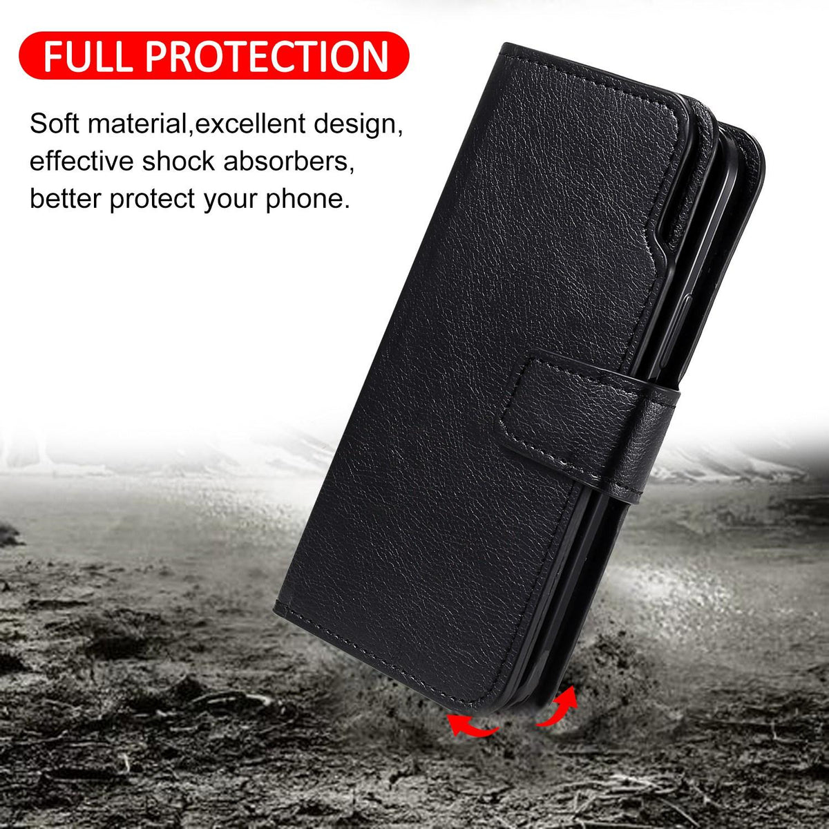 Compatible with iPhone 18 Pro Max Tri-Fold 9-Card Wallets Leather Phone Case - Black
