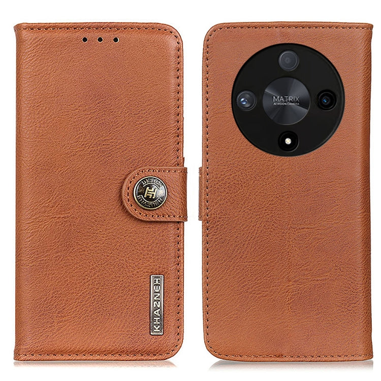 For Honor X9b KHAZNEH Cowhide Texture Horizontal Flip Leather Phone Case(Brown)