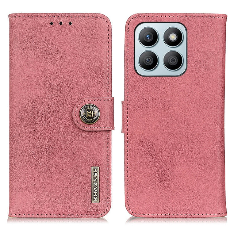 For Honor X8b KHAZNEH Cowhide Texture Horizontal Flip Leather Phone Case(Pink)