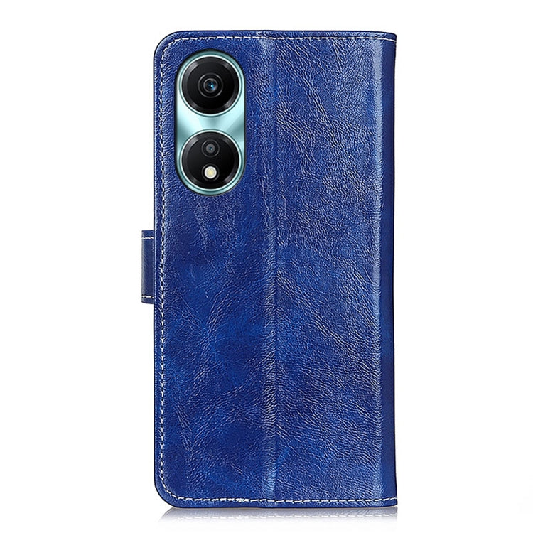 For Honor X5 Plus Retro Crazy Horse Texture Flip Leather Phone Case(Blue)