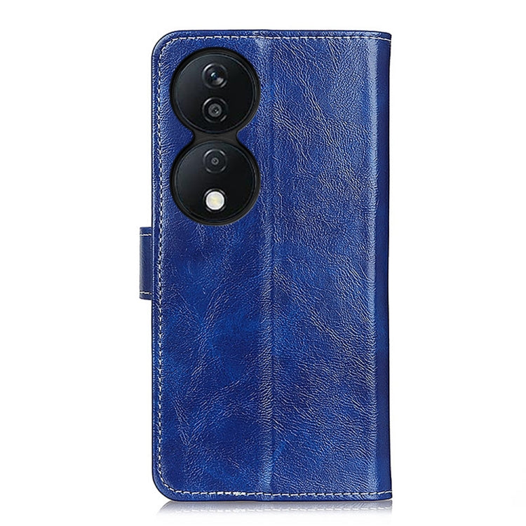 For Honor X7b Retro Crazy Horse Texture Flip Leather Phone Case(Blue)