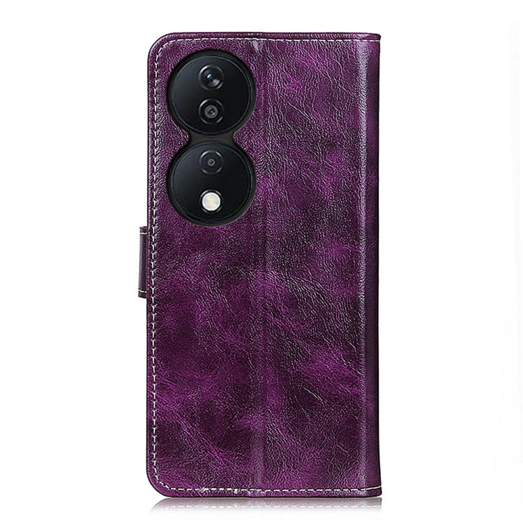 For Honor X7b Retro Crazy Horse Texture Flip Leather Phone Case(Purple)