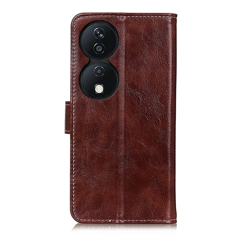 For Honor X7b Retro Crazy Horse Texture Flip Leather Phone Case(Brown)