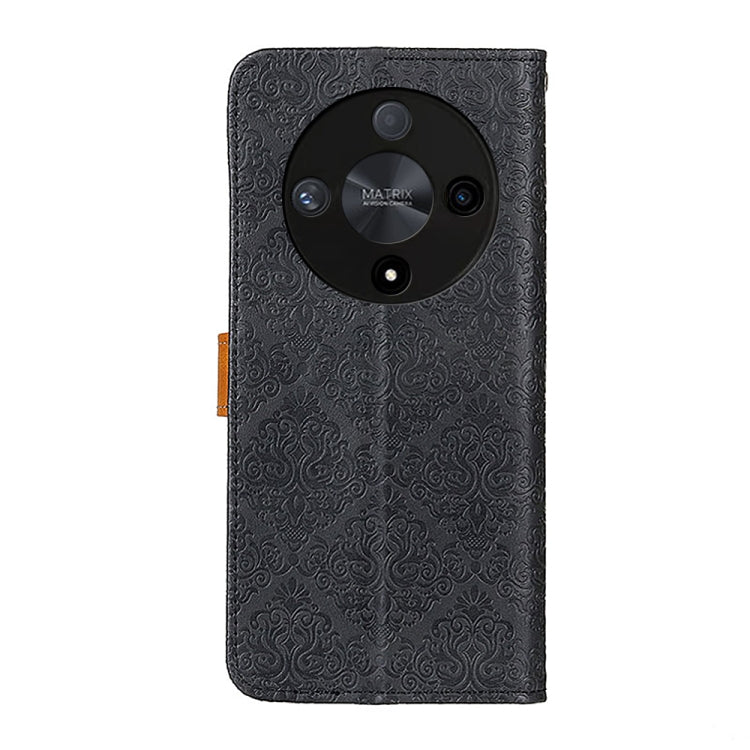 For Honor X9b European Floral Embossed Leather Phone Case(Black)