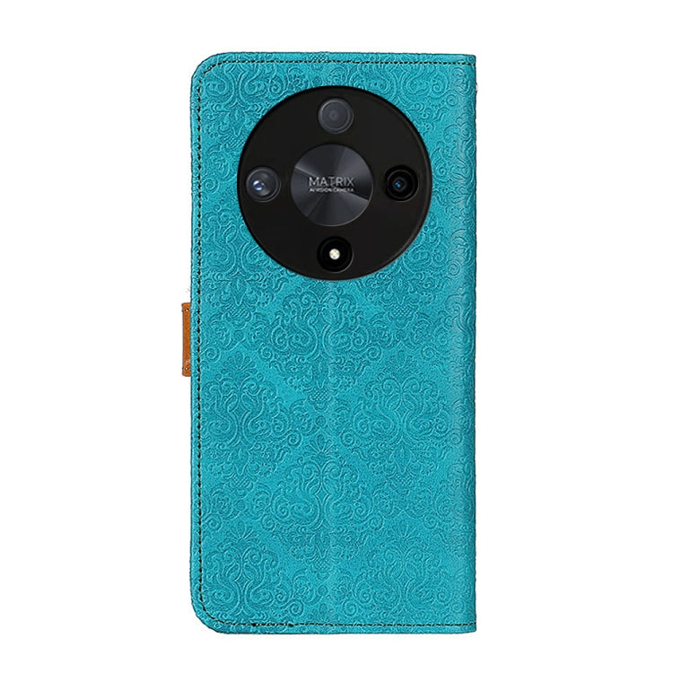 For Honor X9b European Floral Embossed Leather Phone Case(Blue)