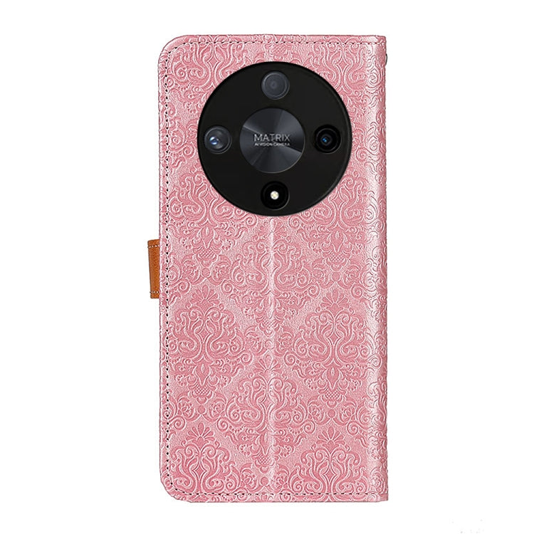 For Honor X9b European Floral Embossed Leather Phone Case(Pink)