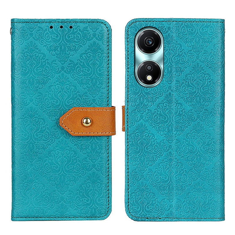 For Honor X5 Plus European Floral Embossed Leather Phone Case(Blue)