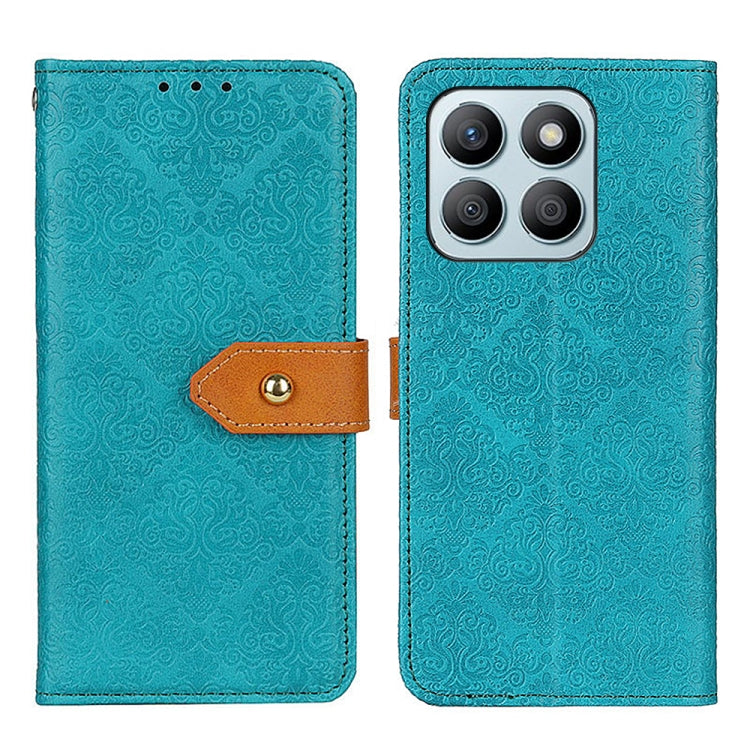 For Honor X8b European Floral Embossed Leather Phone Case(Blue)