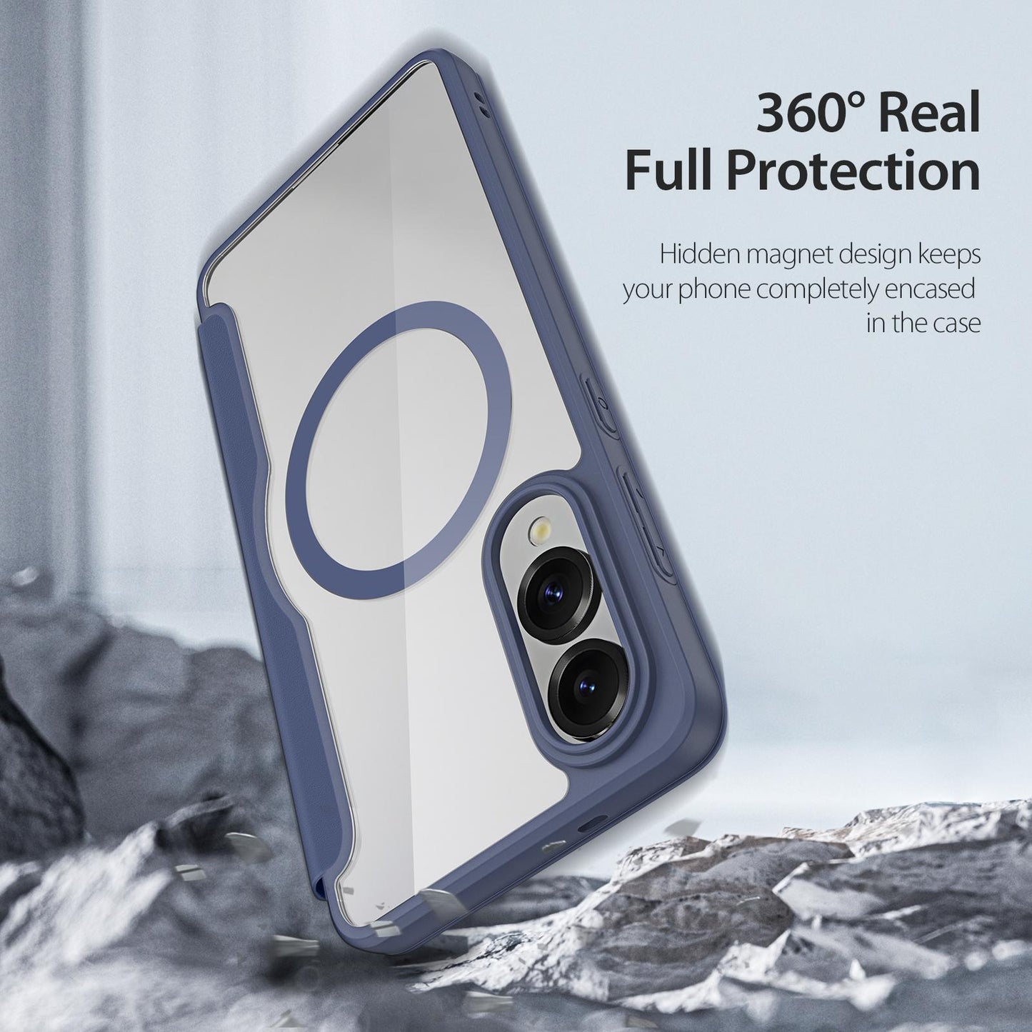 For Samsung Galaxy S25 Edge 5G DUX DUCIS Skin X Pro Series Magsafe PC + TPU Phone Leather Case(Blue)