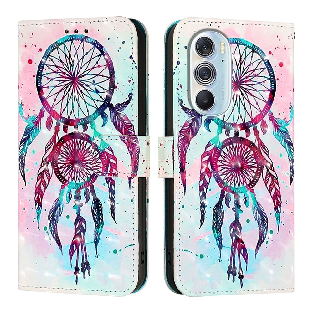 For Motorola Edge X30 / Edge 30 Pro 3D Painting Horizontal Flip Leather Phone Case(Color Drop Wind Chimes)