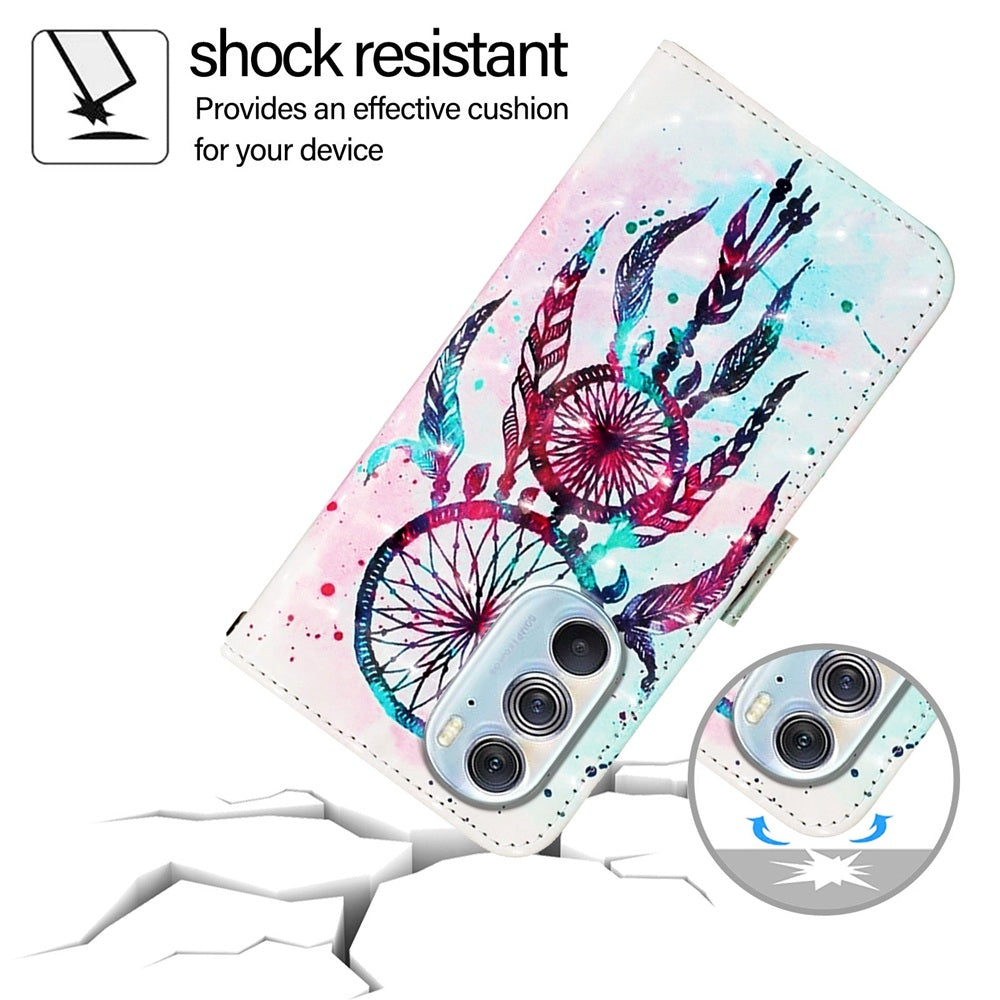 For Motorola Edge X30 / Edge 30 Pro 3D Painting Horizontal Flip Leather Phone Case(Color Drop Wind Chimes)