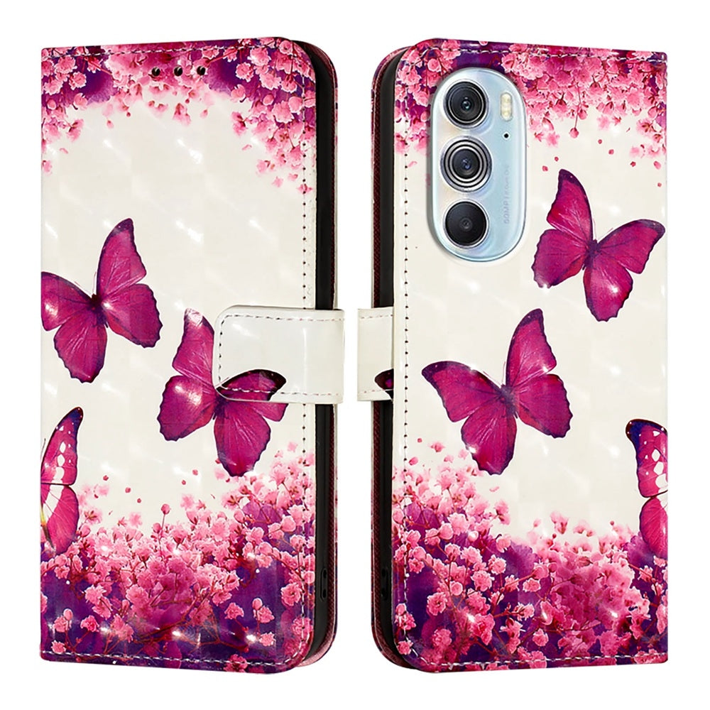 For Motorola Edge X30 / Edge 30 Pro 3D Painting Horizontal Flip Leather Phone Case(Rose Butterfly)