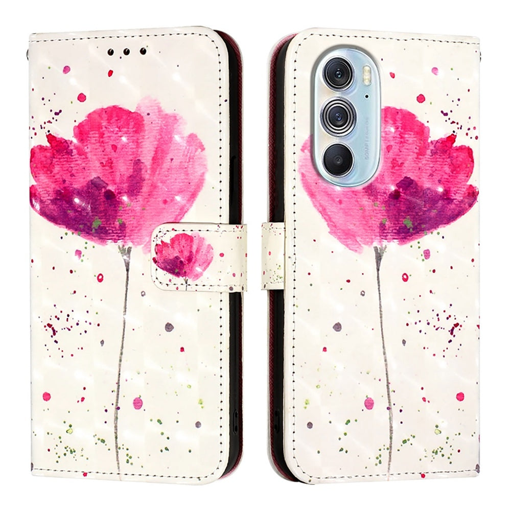 For Motorola Edge X30 / Edge 30 Pro 3D Painting Horizontal Flip Leather Phone Case(Flower)