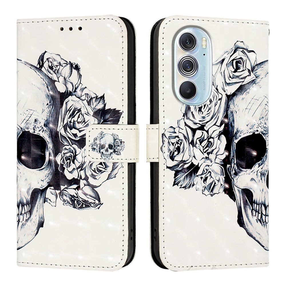 For Motorola Edge X30 / Edge 30 Pro 3D Painting Horizontal Flip Leather Phone Case(Skull)