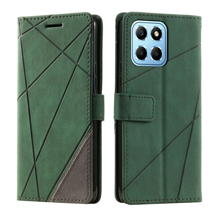 For Honor X8 5G Skin Feel Splicing Leather Phone Case(Green)