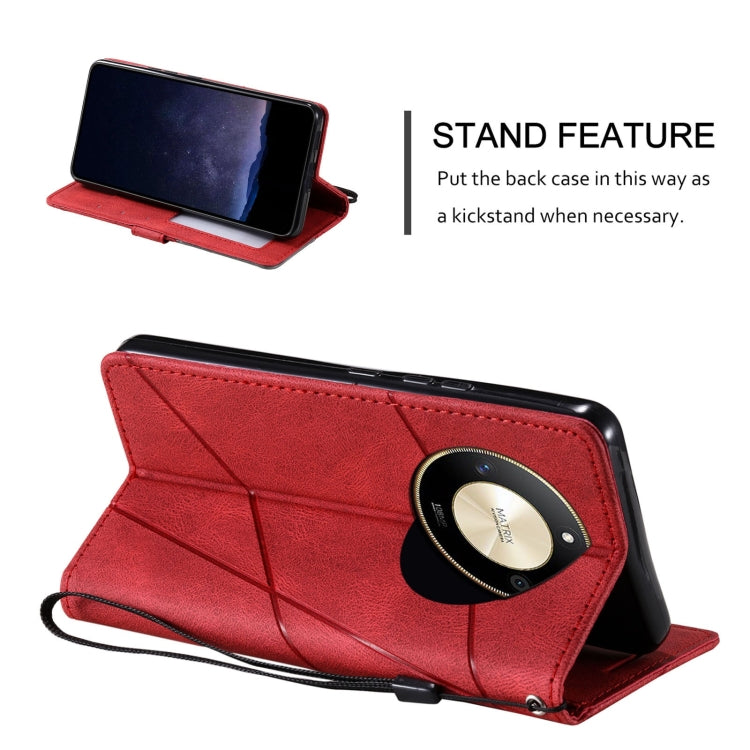 For Honor X50 Skin Feel Splicing Leather Phone Case(Red)