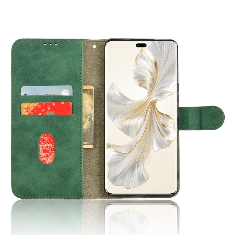 For Honor 100 Pro 5G Skin Feel Magnetic Flip Leather Phone Case(Green)