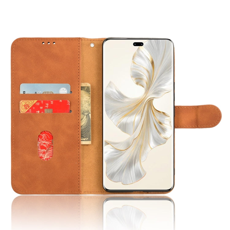 For Honor 100 Pro 5G Skin Feel Magnetic Flip Leather Phone Case(Brown)