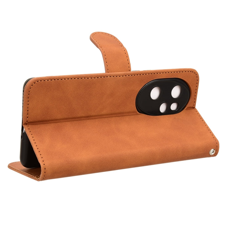 For Honor 100 Pro 5G Skin Feel Magnetic Flip Leather Phone Case(Brown)