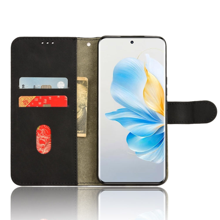 For Honor 100 5G Skin Feel Magnetic Flip Leather Phone Case(Black)