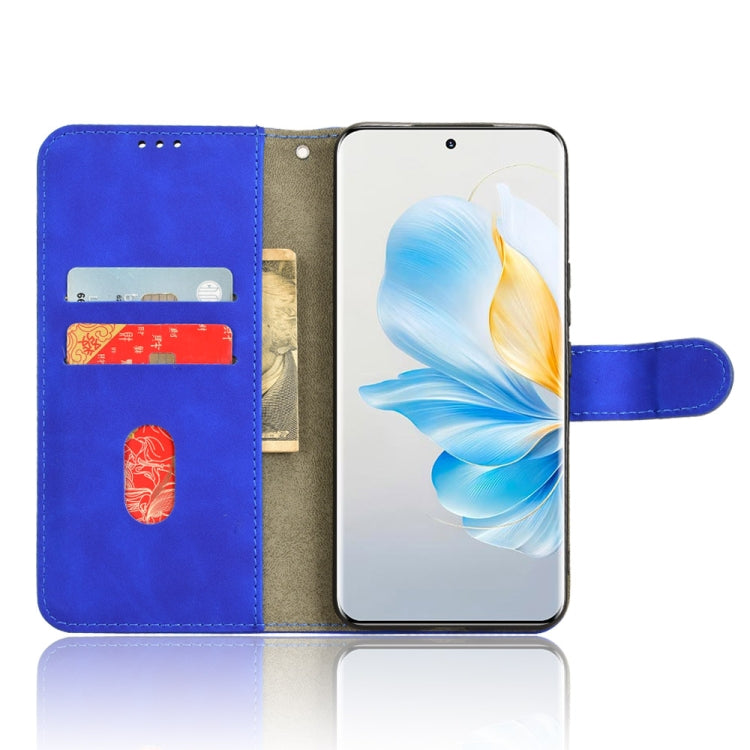 For Honor 100 5G Skin Feel Magnetic Flip Leather Phone Case(Blue)