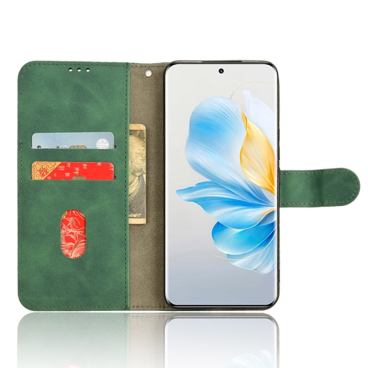 For Honor 100 5G Skin Feel Magnetic Flip Leather Phone Case(Green)