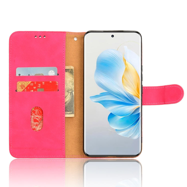 For Honor 100 5G Skin Feel Magnetic Flip Leather Phone Case(Rose Red)