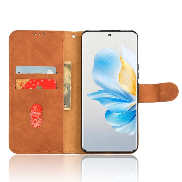 For Honor 100 5G Skin Feel Magnetic Flip Leather Phone Case(Brown)